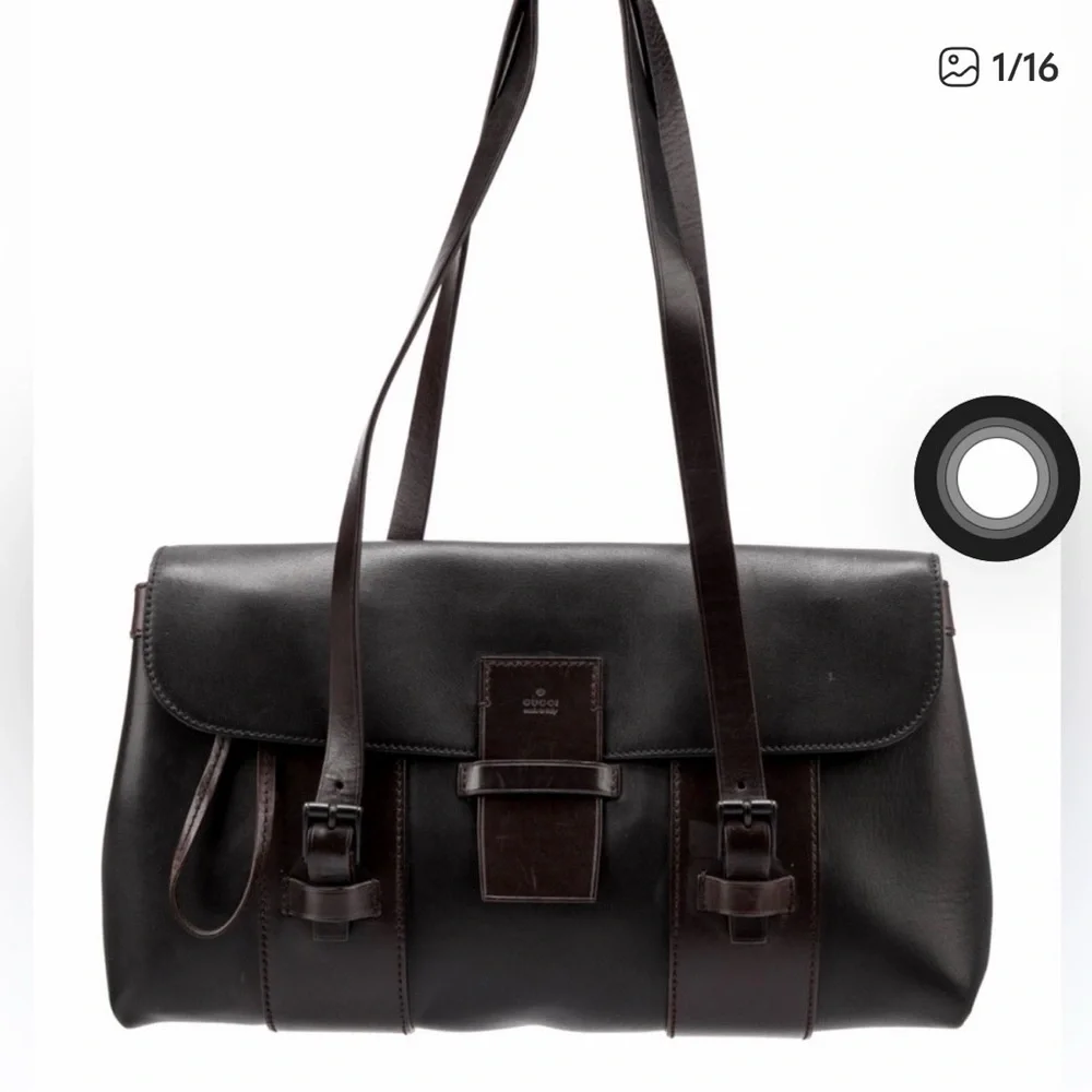 Gucci Rare Black and Brown Calf’s Leather Shoulder Bag - Picture 1 of 6